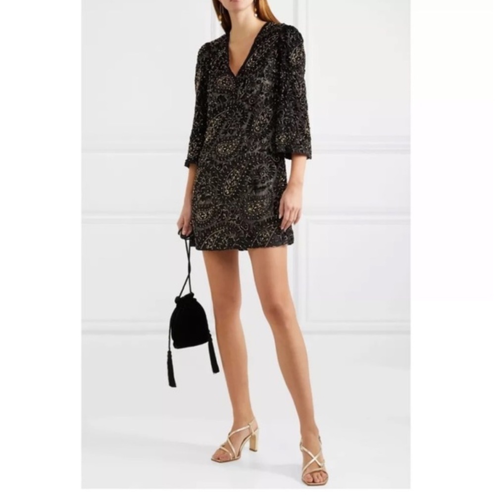 Alice + Olivia Riska beaded‎ paisley velvet dress